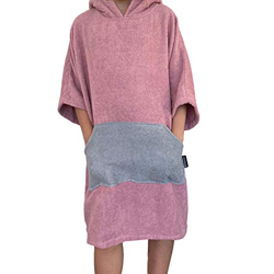 Homelevel Poncho de surf para hombre y mujer, 100% algodón, de playa, de baño, toalla de mano, capa, toalla de baño con capucha, color Altrose/gris cl características