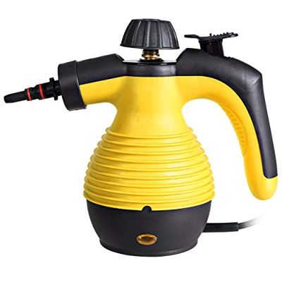 COSTWAY Limpiador de Vapor Portátil con 9 Accesorios y Tanque de Agua de 350 ml, Limpiador a Vapor para Hogar Coche Veranda Patio (Amarillo)