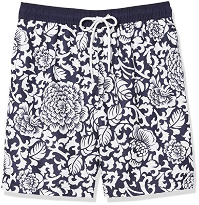Amazon Essentials Bañador de 9"de secado rápido fashion-swim-trunks, Black Vintage Floral, US XL (EU XL - XXL)