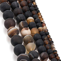 1Strand Natural Stone Matte Coffee Stripe Agates Beads Natural Brown Loose Spacer Beads For Jewelry Making Bracelet Pick Size-Matte Coffee Stripe,10Mm en oferta