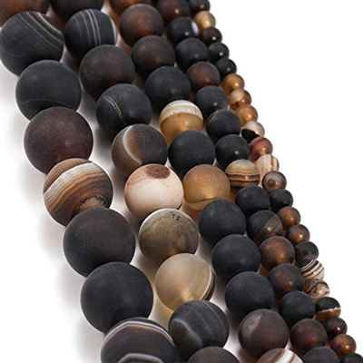 1Strand Natural Stone Matte Coffee Stripe Agates Beads Natural Brown Loose Spacer Beads For Jewelry Making Bracelet Pick Size-Matte Coffee Stripe,10Mm