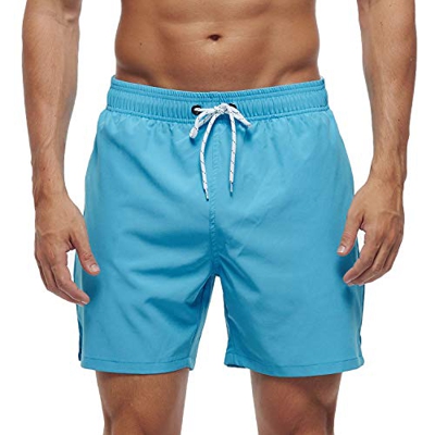 Arcweg Bañadores Hombres Pantalones Cortos Hombres Deportes con Malla Forro Elástico Correas Ajustable Bolsillos con Cremallera Secado Rápido Azul Cla