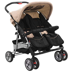 Estink Cochecito gemelar compacto plegable apto para niños menores de 15 kg, para niños de 6 a 36 meses, unisex, para niños, gris topo y negro, 93 x 6 en oferta