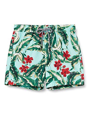 Superdry Super 5s Beach Volley SWM Shrt Pantalones Cortos, Turquesa (Indo Leaf Aqua 3bl), M para Hombre