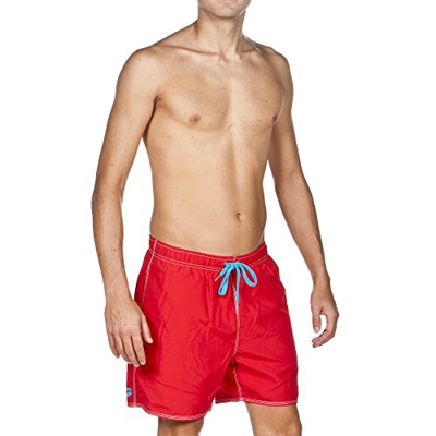 Arena Fundamentals Solid Boxer Pantalones Cortos de Playa, Hombre, Rojo/Turquoise, XL