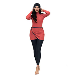 HaoFan - Traje de baño Musulman Modeste - Conjunto de burkini para mujer, conjunto de pantalones de hijab cobertura completa de secado rápido, elástic características