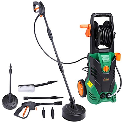 Gardebruk Hidrolimpiadora de alta presión 1800 W Verde y Negro con accesorios lanza cepillo para su coche terraza