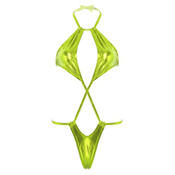 dPois Monokini Mujer Micro Bikini Conjunto Sexy Traje de Baño Teddy Body Halter Metálico Brillante Ropa de Baño Playa Dormir Noche Bodysuit Trikini Sl precio