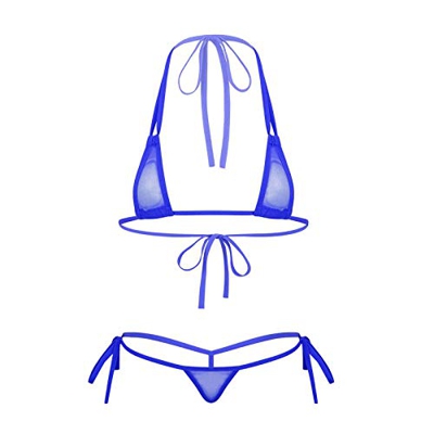 dPois Bikini Mujer Transparente Braga Alta Conjunto de Lenceria Crop Top Tanga G-String Picadías Braguitas Tiras Ropa Erótica Babydoll Traje de Baño A