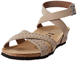 Papillio by Birkenstock Sandales Lola Cuir Nubuck Biscuit Rivets, Sandalia con talón para Mujer, 37 EU en oferta