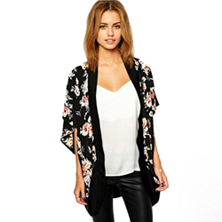 DEELIN Manga Corta De La ImpresióN Floral De La Gasa del Verano De Las Mujeres del Verano Que Cubre La Cubierta Superior De La Rebeca del Kimono del M precio