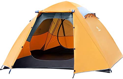 Bessport Tienda de Campaña 4-5 Personas Ligero con Dos Puertas A Prueba de UV/Viento Fuerte/Lluvia para Trekking, Campamento, Playa, etc (Naranja)