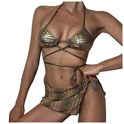 YANFANG Bikini para Mujer Traje De BañO Ropa Playa Tanga Tiro Bajo Bikinis Push Up BrasileñOs Braga Estilo Tres Piezas con Espalda Abierta, Sexy, Dora
