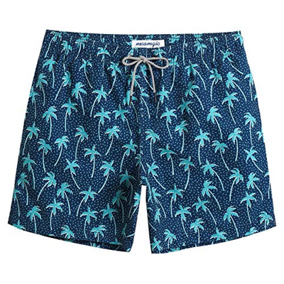 MaaMgic Shorts de baño para Hombre Traje de baño con Bolsillo Shorts de Playa de Secado rápido para Vacaciones en la Piscina Coco Azul L