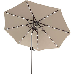 Sombrilla solar Ourdoor de 7.5 pies con 32 luces LED, paraguas de mesa inclinable y manivela para jardín, cubierta, patio trasero y piscina, 12 colore precio