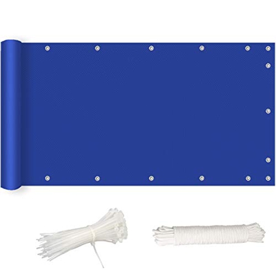 Pantalla privacidad Balcon, Protección Rayos UV, Tela Resistente al Agua para Jardín Balcón Terraza Piscina, 60x450cm, Azul