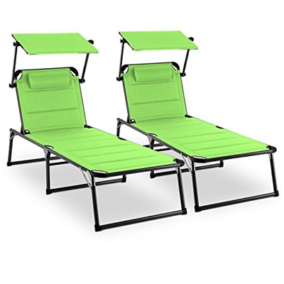 blumfeldt Amalfi Juicy Lime Set Tumbona Plegable con toldo para jardín (Acolchado y cojín para la Cabeza, Respaldo Regulable, Parasol, Juego 2 Comoda 