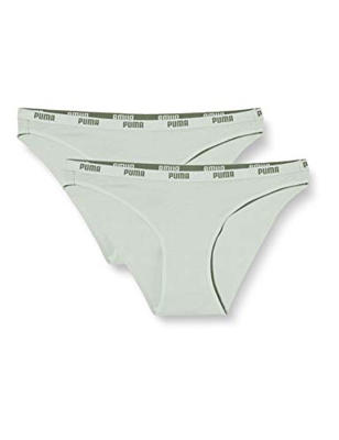 PUMA Iconic Women's Bikini Underwear (2 Pack) Parte Interior, Verde, M (Pack de 2) para Mujer