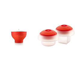 Lékué Recipiente para cocinar Palomitas, Rojo, 20 cm + Kit Ovo Kit de 2 cuece Huevos, uno cilíndrico y uno cúbico precio
