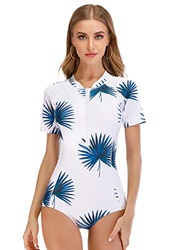 FEOYA Ropa de Baño de Una Pieza para Mujer Bikini Push Up Mangas Cortas para Natación Bañador Estampado para Surfing Vestido para Deportes Acuáticos C características