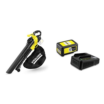 Kärcher Soplador Aspirador BLV 36-240 Battery 240km/h, 300m3/h,550m2, 130km/h, 75L (1.444-170.0) + Kärcher Cargador Rápido y Batería 36 V - 2, Ah (2.4