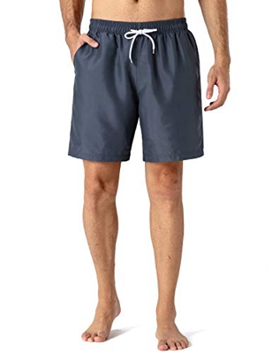 NAVISKIN Bañadores de Natación UPF 50+, Pantalones Cortos Ligeros de Playa para Hombres, Shorts Secado Rápido de Surf Voleibol de Playa 18cm Gris M
