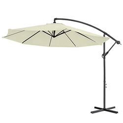 LARS360 Sombrilla Parasol Excéntrico Banana para Terraza Jardín Balcón Mástil de Aluminio y 100% Poliester Tela, con Base de Cruz, Color Beige ø350cm  precio