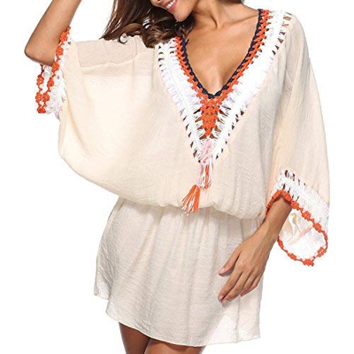 Aiynoes Mujer Trajes de Baño Cubrir Verano Algodón Vestido de Playa Sexy Bikini Cover up