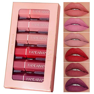 Un Juego De 6 Lápices Labiales Mate, Copas Antiadherentes Sin Decoloración El Juego De Regalo De Lápiz Labial Impermeable Y Duradero Brinda Colores Na