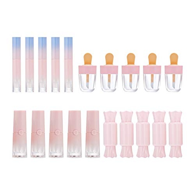 Tubo de Brillo de Labios vacío,Paquete de 20 Tubos de Brillo de Labios con Forma de Caramelo de lápiz de Helado Rosa,4 Estilos,envases de lápiz Labial