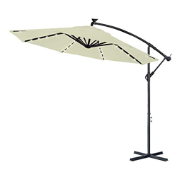 LARS360 Sombrilla Parasol Excéntrico Banana con Solar LED para Terraza Jardín Balcón Mástil de Aluminio y 100% Poliester Tela, con Base de Cruz, Color características
