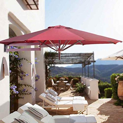 LJA Outdoor Parasol de Pared Parasol Balcón Vacaciones Jardín al Aire Libre Cantilever Sombrilla sombrilla inclinable con Poste de Metal (Color : Red)