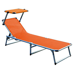 FineHome Tumbona de jardín, Tumbona de relajación, Tumbona de Aluminio con Techo Acolchado, Tumbona de Camping Naranja 188 x 57 cm precio