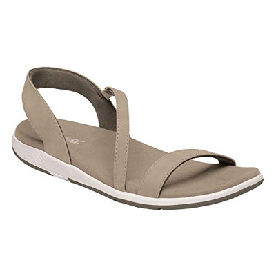 Regatta Santa Louisa' PU Leather Textile Covered Footbed Lightweight Rubber Outsole Sandals, Sandalia para Mujer, Nuez Moscada/Arena Blanco, 42 EU