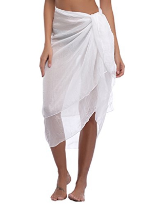 iClosam Mujer Playa de Gasa Bikini Cubierta de Traje de Baño de Colmena Vestido de Verano Pareos y Ropa de Playa Transparente (Blanco, 180 cm x 145 cm