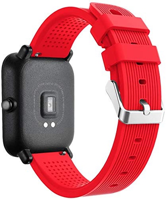 Correas Xiaomi Huami Amazfit Bip, CNBOY Deporte Suave Silicona Reloj Banda Wirstband Accesorios para Huami Amazfit Bip Watch (Rojo)