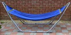 Hamaca plegable de alta calidad – hamaca azul con soporte de acero plegable – Cama plegable para silla de viaje portátil al aire libre – Capacidad máx características