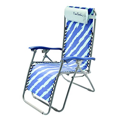 Pierre Cardin - Silla Tumbona de jardín, Color Celeste, línea Haiti, Gravedad Cero, Plegable, 115 x 65 x 90 cm