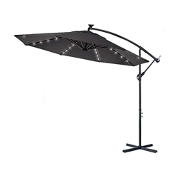 Aufun Sombrillas de Aluminio de 350 cm con LED Blanco de energía Solar con protección UV 40+ - sombrilla de balcón Gris Oscuro sombrilla de jardín Aju características