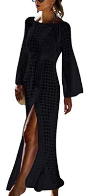 UMIPUBO Vestido de Playa Mujer Suelto Pareos Playa V-Cuello Camisolas y Pareos Ganchillo Vendaje Bikini Traje de Baño Cover up Tunica Talla Grande (Ne