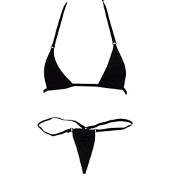 iEFiEL Bikini de Tres Puntos Bañador para Mujer Dos Piezas Sujetador Bra Tanga con Cuello Halter Ropa Traje de Baño Negro Talla Única en oferta