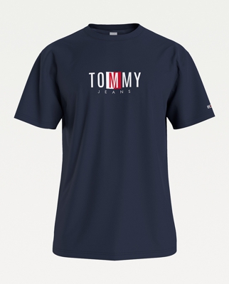 Tommy Jeans - Camiseta De Hombre En Algodón Orgánico Azul Marino De Manga Corta