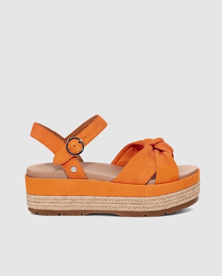 UGG - Alpargatas De Plataforma De Mujer De Ante Naranja Con Adorno De Nudo