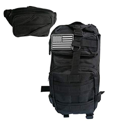 S.N MOCHILA TÁCTICA MILITAR NEGRA IMPERMEABLE, 30 LITROS, NYLON 600 IDEAL PARA TRACKING, SENDERISMO,CAZA,PESCA,ACAMPADA,VIAJAR, PACK BANDOLERA RIÑONER en oferta