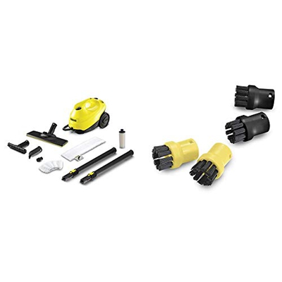 Kärcher SC3 EasyFix- Limpiadora a vapor, 1900 W, 3,5 bares, 1 l (1.513-110.0) + Kit de cepillos redondos (4 un.) (2.863-264.0)