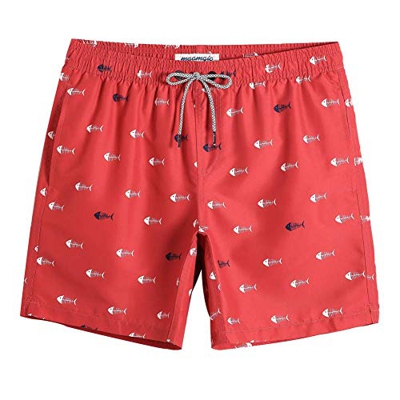 Bañador para Hombre, de Secado Rápido, con Forro de Malla Cordón Ajustable Diseño Clásico Rojo Cresta L