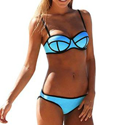 Para mujer traje de neopreno de dos piezas Push Up 3d Dving Bikini bañadores azul azul S en oferta