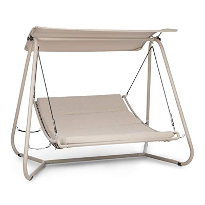 blumfeldt Garden Grove - Cama Mecedora, con Gran toldo, Armazón de Acero pulverizado, Superficie de Reposo de 148 x 200 cm, Funda extraíble y Lavable,