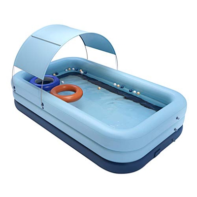 Piscina Inflable Para Niños, Piscina Infantil de Tres Anillos Piscina Familiar Piscina Inflable Automática Inalámbrica con Toldo, Pvc de Alto Rendimie