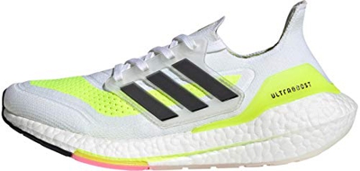 adidas Ultraboost 21 W, Zapatillas para Correr Mujer, FTWR White/Core Black/Solar Yellow, 41 1/3 EU